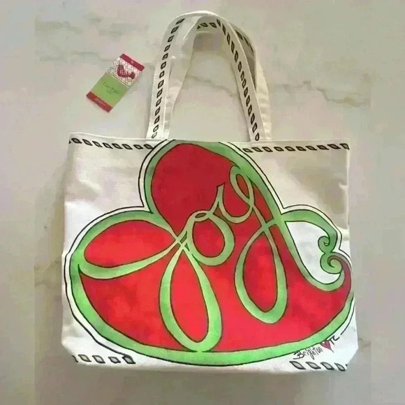 Brighton Love & Joy Canvas Tote Bag Christmas New With Tags - Picture 1 of 10